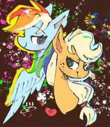 Size: 1113x1291 | Tagged: safe, artist:tieb5, derpibooru import, applejack, rainbow dash, pony, appledash, duo, duo female, female, image, jpeg, lesbian, shipping