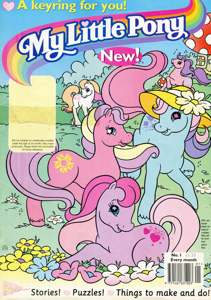 Size: 700x994 | Tagged: safe, derpibooru import, ivy, light heart, sundance (g2), sweet berry, earth pony, pony, g2, barcode, building, comic cover, core four, cover, cover art, female, flower, grass, group, hat, image, jpeg, lying down, mare, morning glory (g2), mushroom, my little pony logo, my little pony vol. 2, my little pony vol. 2 #1, official comic, outdoors, prone, raised hoof, raised leg, redan, smiling, starry eyes, tail, unshorn fetlocks, wingding eyes