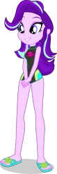 Size: 1443x4408 | Tagged: safe, alternate version, artist:dustinwatsongkx, derpibooru import, edit, starlight glimmer, human, equestria girls, g4, accessory swap, clothes, clothes swap, feet, female, fluttershy's one-piece swimsuit, fluttershy's swimsuit, fluttershy's wetsuit, image, my little pony equestria girls: better together, one-piece swimsuit, png, sandals, simple background, solo, swimsuit, swimsuit edit, swimsuit swap, transparent background, vector