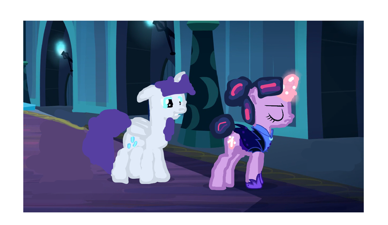 Size: 1200x696 | Tagged: safe, derpibooru import, rarity, twilight sparkle, alicorn, unicorn, g4, season 5, the cutie re-mark, horn, image, png