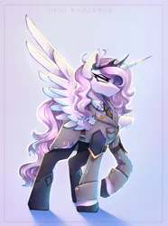 Size: 2229x3000 | Tagged: safe, artist:opal_radiance, derpibooru import, oc, oc:iron glamour, alicorn, pony, image, paratrooper, png, solo