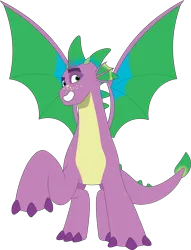 Size: 3009x3937 | Tagged: safe, artist:prixy05, derpibooru import, spike, dragon, g5, my little pony: tell your tale, dragon lord spike, front view, image, male, older, older spike, png, simple background, solo, spread wings, transparent background, unitober 2024, vector, wings