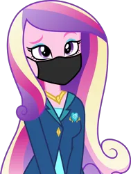 Size: 3000x3963 | Tagged: safe, artist:cloudyglow, artist:parclytaxel, derpibooru import, edit, princess cadance, equestria girls, friendship games, beautiful, clothes, coronavirus, covid-19, cute, cutedance, dean cadance, eyeshadow, face mask, female, image, makeup, mask, png, simple background, smiling, solo, transparent background, vector