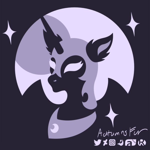 Size: 2101x2100 | Tagged: safe, artist:autumnsfur, derpibooru import, nightmare moon, alicorn, pony, g4, female, halloween, holiday, image, mare, minimalist, mlp fim's fourteenth anniversary, modern art, monochrome, moon, nightmare night, png, printable, pumpkin, pumpkin design, signature, simple background, solo, stars, white eyes