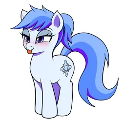 Size: 2000x2000 | Tagged: safe, artist:vomitvomiting, derpibooru import, oc, oc:wynter wye, pony, blushing, image, lidded eyes, png, ponytail, simple background, solo, tongue out, white background