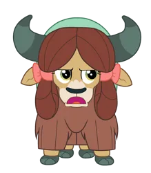 Size: 1750x2000 | Tagged: safe, artist:lnx1ynight16, derpibooru import, yona, yak, g4, season 8, the hearth's warming club, spoiler:s08, angry, bow, braid, horns, image, looking at you, monkey swings, open mouth, png, simple background, solo, transparent background, unamused, yona is not amused