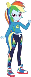 Size: 2048x5015 | Tagged: safe, artist:octosquish7260, derpibooru import, rainbow dash, human, equestria girls, g4, clothes, converse, female, image, leggings, png, shoes, simple background, solo, standing, sweater, teenager, transparent background, wondercolt ears, wondercolts, wondercolts uniform