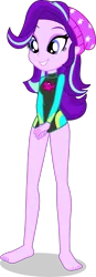 Size: 1527x4408 | Tagged: safe, alternate version, artist:dustinwatsongkx, derpibooru import, edit, starlight glimmer, human, equestria girls, g4, accessory swap, barefoot, clothes, clothes swap, feet, female, fluttershy's one-piece swimsuit, fluttershy's swimsuit, fluttershy's wetsuit, hat, image, legless, long sleeves, my little pony equestria girls: better together, one-piece swimsuit, png, simple background, solo, swimsuit, swimsuit edit, swimsuit swap, transparent background, vector