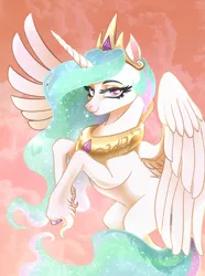 Size: 1668x2236 | Tagged: safe, artist:byefella, derpibooru import, princess celestia, alicorn, pony, g4, absurd resolution, beautiful, cloud, concave belly, crepuscular rays, crown, cute, digital art, ethereal mane, ethereal tail, eyelashes, eyeshadow, feather, female, flowing mane, flowing tail, gem, glow, happy, hoof shoes, horn, image, jewelry, lidded eyes, looking at you, makeup, mare, peytral, pink eyes, png, princess shoes, regalia, signature, sky, smiling, smiling at you, solo, sparkles, spread wings, stars, sun, sunlight, tail, unshorn fetlocks, wings