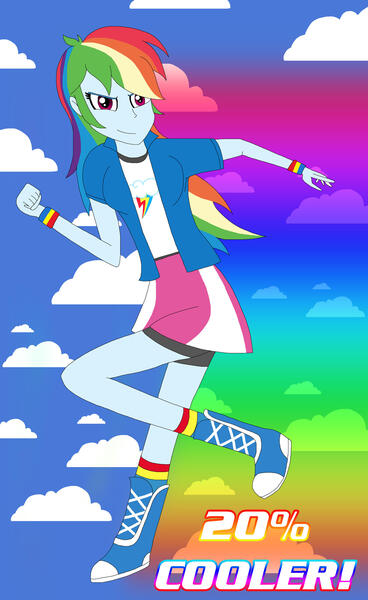 Size: 1920x3128 | Tagged: safe, artist:hirohamadarockz, derpibooru import, rainbow dash, human, equestria girls, g4, 20% cooler, cloud, female, image, jpeg, multicolored hair, rainbow hair, sky, solo