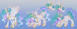 Size: 1448x552 | Tagged: suggestive, artist:atcpony, derpibooru import, princess celestia, alicorn, inflatable pony, pony, g4, big lips, blowup doll, female, gradient background, image, inanimate tf, inflatable, mare, png, solo, story included, transformation, transformation sequence