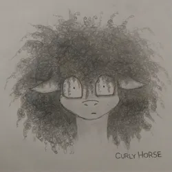 Size: 3060x3060 | Tagged: safe, artist:curly horse, derpibooru import, oc, oc:curly, unofficial characters only, pegasus, pony, curly mane, floppy ears, hair over eyes, image, jpeg, male, pegasus oc, pencil drawing, stallion, stare, thousand yard stare, traditional art, vent art, wings