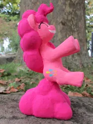 Size: 1280x1707 | Tagged: safe, alternate version, artist:malte279, derpibooru import, part of a set, pinkie pie, earth pony, pony, g4, concrete, craft, female, image, jpeg, jumping, mare, outdoors, sculpture, solo, ytong