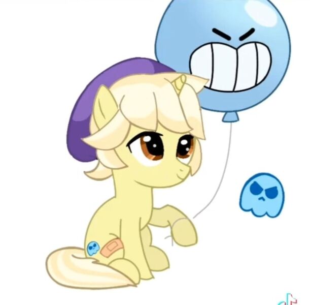 Size: 1453x1427 | Tagged: artist needed, source needed, safe, derpibooru import, oc, ponified, ghost, pony, undead, unicorn, balloon, brawl stars, brawler, cap, colt, crossover, cute, cutie mark, daaaaaaaaaaaw, foal, gus, gus (brawl stars), hat, horn, image, jpeg, male, ocbetes, simple background, solo, supercell, white background