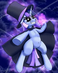 Size: 2184x2754 | Tagged: safe, artist:xppp1n, derpibooru import, oc, oc:flawless sparklemoon, pony, unicorn, cape, clothes, female, fusion, fusion:trixie, fusion:twilight sparkle, fusion:twixie, hat, horn, image, levitation, magic, mare, my little pony the movie: the death of twilight sparkle, png, solo, telekinesis, top hat