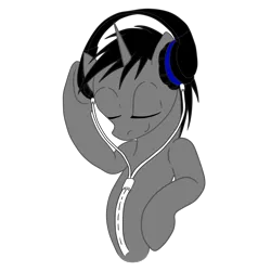 Size: 2200x2200 | Tagged: safe, artist:ruchiyoto, derpibooru import, oc, oc:black cross, unofficial characters only, pony, unicorn, base used, headphones, horn, image, male, png, simple background, solo, stallion, transparent background