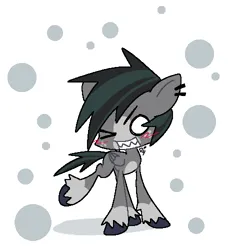 Size: 500x500 | Tagged: safe, artist:doodlesinky, derpibooru import, oc, oc:inky doodles, unofficial characters only, pegasus, 2000s, blaze (coat marking), chibi, coat markings, ear piercing, facial markings, freckles, image, old internet, pegasus oc, piercing, png, scenecore, simple background, socks (coat marking), solo, unshorn fetlocks, wings