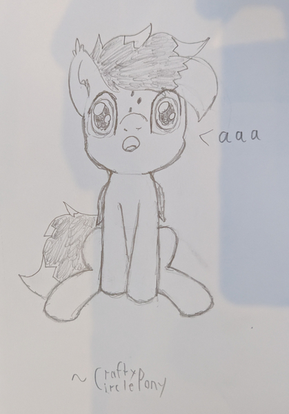 Size: 2359x3378 | Tagged: safe, artist:craftycirclepony, derpibooru import, oc, oc:aaaaaaaaaaa, unofficial characters only, bat pony, pony, :o, bat pony oc, bat wings, cute, ear fluff, faic, image, jpeg, male, open mouth, pencil drawing, sitting, sketch, solo, stallion, traditional art, wings