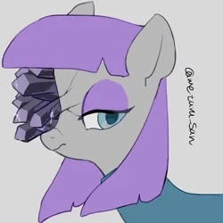 Size: 4096x4096 | Tagged: safe, artist:metaruscarlet, derpibooru import, maud pie, earth pony, pony, g4, clothes, cracks, gem, gray background, image, png, simple background, solo