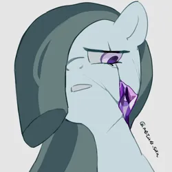 Size: 4096x4096 | Tagged: safe, artist:metaruscarlet, derpibooru import, marble pie, earth pony, pony, g4, cracks, gem, gray background, image, one eye covered, png, simple background, solo