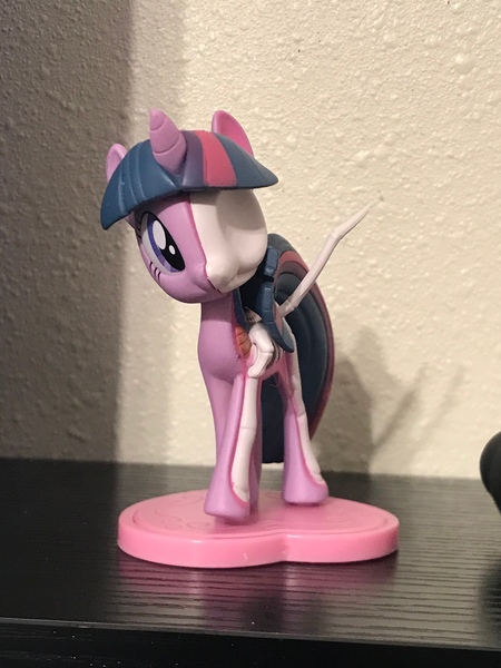 Size: 3024x4032 | Tagged: safe, derpibooru import, twilight sparkle, twilight sparkle (alicorn), alicorn, g4, exposed bone, female, figurine, freeny's hidden dissectibles, head tilt, horn, image, irl, jpeg, looking at you, photo, purple coat, smiling, smiling at you, solo, spread wings, three toned mane, three toned tail, toy, wings