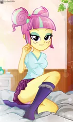 Size: 2369x3960 | Tagged: suggestive, artist:charliexe, ponerpics import, sour sweet, equestria girls, breasts, clothes, female, image, jpeg, looking at you, panties, socks, solo, solo female, underwear