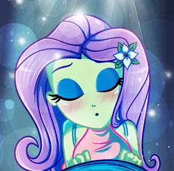 Size: 1272x1253 | Tagged: safe, artist:charliexe, ponerpics import, fluttershy, equestria girls, breasts, clothes, eyes closed, female, image, jpeg, solo, solo female