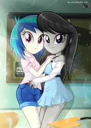 Size: 3306x4671 | Tagged: safe, artist:charliexe, ponerpics import, octavia melody, vinyl scratch, equestria girls, breasts, clothes, dress, duo, duo female, female, image, jpeg