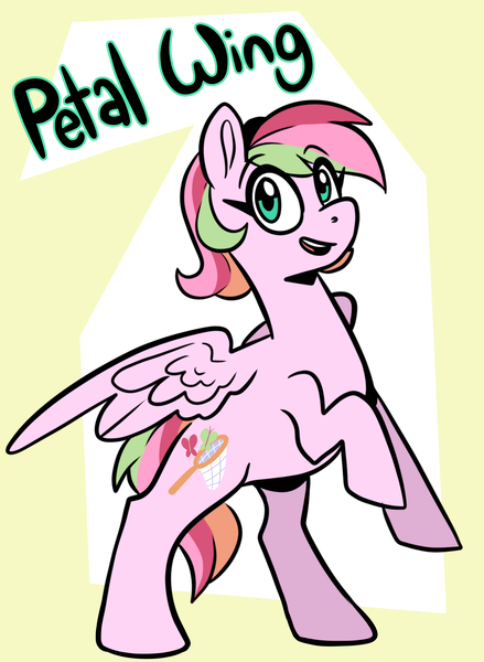 Size: 2118x2895 | Tagged: safe, artist:smirk, derpibooru import, oc, oc:petal wing, unofficial characters only, image, magical lesbian spawn, offspring, parent:fluttershy, parent:rainbow dash, parents:flutterdash, png, solo, spread wings, wings