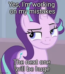 Size: 500x563 | Tagged: safe, artist:agrol, derpibooru import, edit, editor:modus_ponens, starlight glimmer, caption, choose your wings, cropped, dreamworks face, image, image macro, jpeg, looking away, meme, ponified meme, smug, smugface, smuglight glimmer, solo, strollight glimmer, text