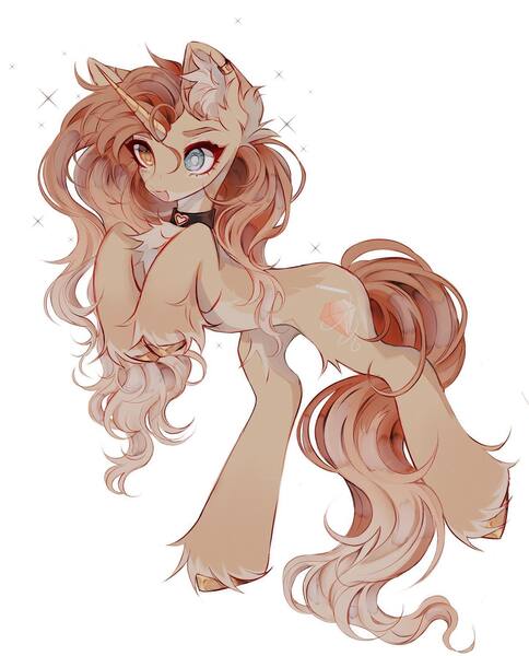 Size: 1440x1784 | Tagged: safe, artist:misty.mooon, derpibooru import, oc, unofficial characters only, pony, unicorn, chest fluff, choker, ear piercing, earring, female, heterochromia, horn, image, jewelry, jpeg, mare, piercing, simple background, solo, unshorn fetlocks, white background