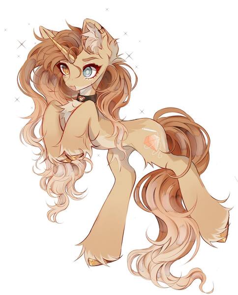 Size: 1440x1784 | Tagged: safe, alternate version, artist:misty.mooon, derpibooru import, oc, unofficial characters only, pony, unicorn, chest fluff, choker, ear piercing, earring, female, heterochromia, horn, image, jewelry, jpeg, mare, piercing, simple background, solo, unshorn fetlocks, white background