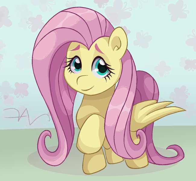 Size: 1300x1200 | Tagged: safe, artist:swasfews, derpibooru import, fluttershy, pegasus, image, looking at you, png, simple background, solo, standing