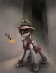 Size: 5100x6600 | Tagged: safe, artist:blvckmagic, derpibooru import, oc, unofficial characters only, pony, unicorn, female, gun, hand, handgun, hat, horn, image, magic, magic hands, mare, png, revolver, solo, telekinesis, unicorn oc, weapon