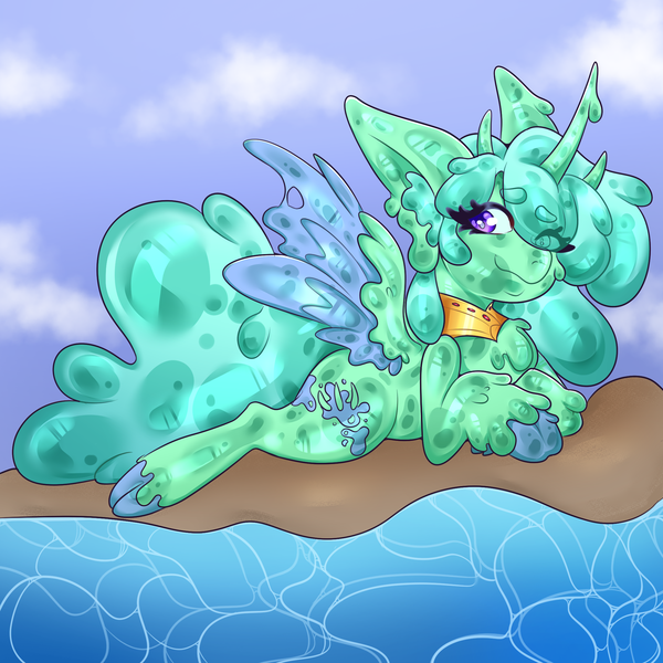 Size: 2100x2100 | Tagged: safe, artist:asscadoodle, derpibooru import, oc, alicorn, original species, image, png, slime, solo