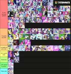 Size: 1140x1198 | Tagged: safe, derpibooru import, rarity, pony, unicorn, g4, clothes, dress, horn, image, png, tier list