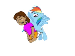 Size: 791x593 | Tagged: safe, derpibooru import, rainbow dash, abuse, child abuse, cute, dashabetes, dora, funny, goanimate, image, joke, payback, png, rape joke, revenge