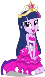 Size: 722x1226 | Tagged: safe, artist:alandssparkle, derpibooru import, edit, vector edit, twilight sparkle, human, equestria girls, g4, bare shoulders, big crown thingy, crown, dangerously high res, element of magic, fall formal outfits, image, jewelry, png, regalia, sitting, sleeveless, solo, strapless, vector