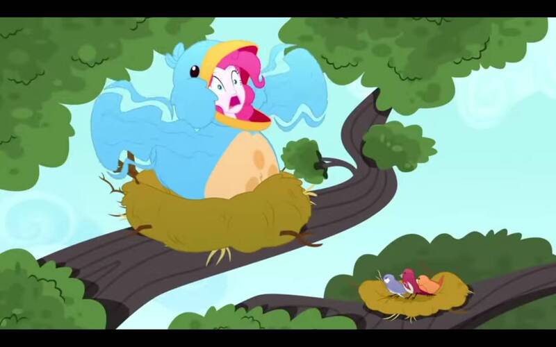 Size: 1920x1200 | Tagged: safe, derpibooru import, screencap, pinkie pie, bird, human, eqg summertime shorts, equestria girls, g4, the art of friendship, animal costume, bird costume, clothes, costume, female, image, jpeg, my little pony equestria girls: summertime shorts, nest, tree