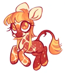 Size: 791x890 | Tagged: safe, artist:peaceandlove26, derpibooru import, oc, oc:tangerine starspotter, unofficial characters only, earth pony, pony, g4, 2022, alternate universe, bangs, big ears, big eyes, blank flank, blaze (coat marking), coat markings, colored eyelashes, colored hooves, colored pupils, colored tail, earth pony oc, ethereal body, facial markings, gradient mane, gradient tail, hooves, image, leonine tail, long mane, long tail, mismatched hooves, multicolored coat, next generation, old art, orange coat, orange eyelashes, orange eyes, orange hooves, orange pupils, parent:twilight sparkle, png, shiny hooves, short, simple background, smiling, solo, starry coat, straight mane, straight tail, striped mane, striped tail, tail, three quarter view, white background, white coat