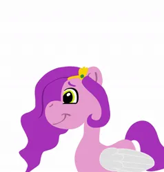 Size: 1050x1104 | Tagged: safe, anonymous artist, derpibooru import, pipp petals, pegasus, pony, g5, colored, derpibooru exclusive, flat colors, image, jpeg, minimalist, modern art, side view, simple background, smiling, solo