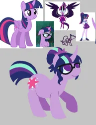 Size: 1170x1519 | Tagged: safe, artist:toothpaste_spl, derpibooru import, sci-twi, twilight sparkle, pony, unicorn, equestria girls, g4, equestria girls ponified, gray background, horn, image, jpeg, lineless, midnight sparkle, screencap reference, simple background, smiling, unicorn sci-twi