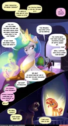 Size: 2894x5308 | Tagged: safe, artist:lummh, artist:maybehawthorn, derpibooru import, chancellor neighsay, princess celestia, sunset shimmer, alicorn, pony, unicorn, comic:the princess of love, g4, absurd resolution, alicornified, artificial wings, augmented, comic, crystal, female, filly, foal, glow, glowing horn, horn, image, imagine spot, levitation, magic, magic wings, male, mare, mirror, png, race swap, reflection, shimmercorn, speech bubble, spread wings, stallion, telekinesis, wings