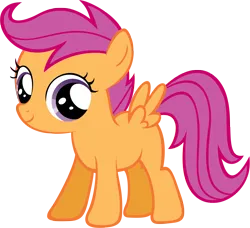 Size: 3500x3197 | Tagged: safe, artist:ryanthebrony, derpibooru import, scootaloo, pegasus, pony, g4, all fours, blank flank, cute, cutealoo, female, filly, foal, grin, image, magenta hair, magenta mane, magenta tail, no cutie marks yet, orange coat, orange fur, orange wings, png, purple eyes, simple background, smiling, solo, transparent background, vector, wings