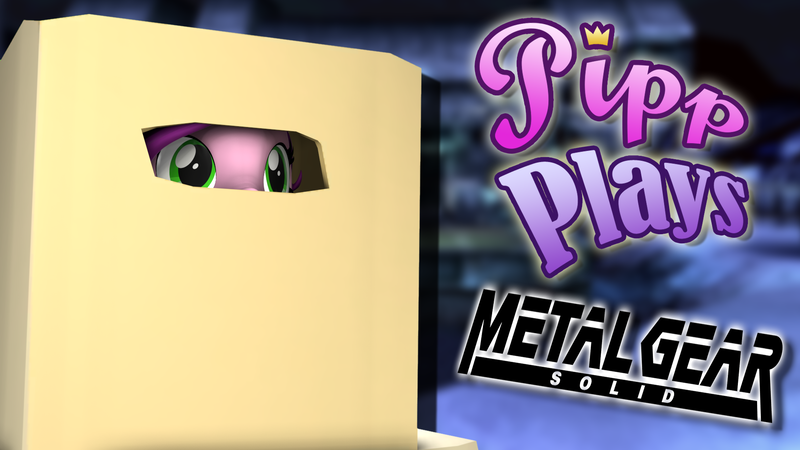 Size: 1920x1080 | Tagged: safe, artist:pika-robo, derpibooru import, pipp petals, pony, series:pipp plays, g4, g5, 3d, box, fake thumbnail, female, g5 to g4, gamer pipp, generation leap, hiding, image, let's play, mare, metal gear solid, png, pony in a box, solo, source filmmaker, youtube thumbnail