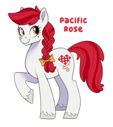 Size: 1080x1220 | Tagged: safe, artist:mobylace, derpibooru import, oc, oc:pacific rose, unofficial characters only, earth pony, pony, female, image, mare, parent:big macintosh, parent:rarity, png, simple background, solo, white background