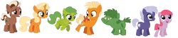 Size: 1584x344 | Tagged: safe, artist:meghan12345, derpibooru import, ponified, earth pony, pegasus, pony, unicorn, g4, cera, chomper (the land before time), colored wings, colt, ducky (the land before time), female, filly, foal, folded wings, group, horn, image, littlefoot, male, open mouth, open smile, petrie, png, ruby (the land before time), simple background, smiling, spike (the land before time), spread wings, the land before time, transparent background, wings