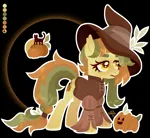 Size: 1920x1769 | Tagged: safe, artist:kabuvee, derpibooru import, oc, unofficial characters only, earth pony, pony, clothes, female, halloween, hat, holiday, image, jack-o-lantern, mare, png, pumpkin, solo, witch hat