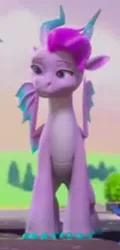 Size: 199x414 | Tagged: safe, derpibooru import, screencap, dragon, g5, my little pony: make your mark, cropped, dragoness, female, image, jade (g5), my little pony: make your mark chapter 6, png, roots of all evil, solo