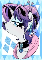 Size: 1204x1712 | Tagged: safe, artist:yukandasama, derpibooru import, rarity, pony, g4, bust, deviantart watermark, female, image, jewelry, jpeg, looking at you, mare, obtrusive watermark, solo, watermark